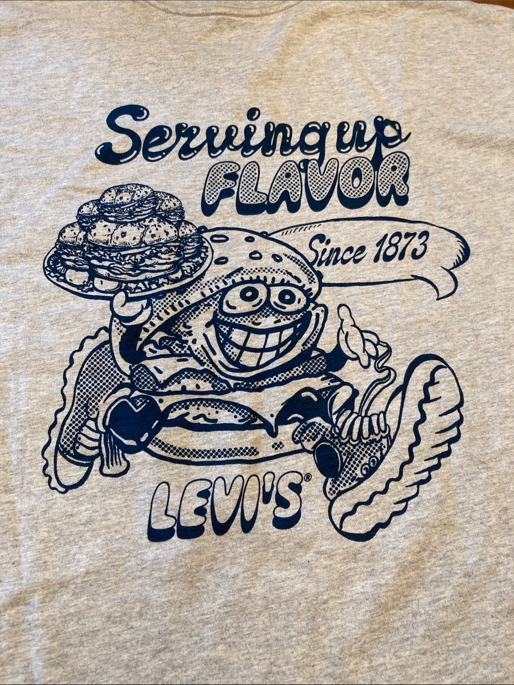 XL Grey Levi's Loose fit Single Chest Pocket "Serving Up Flavor"